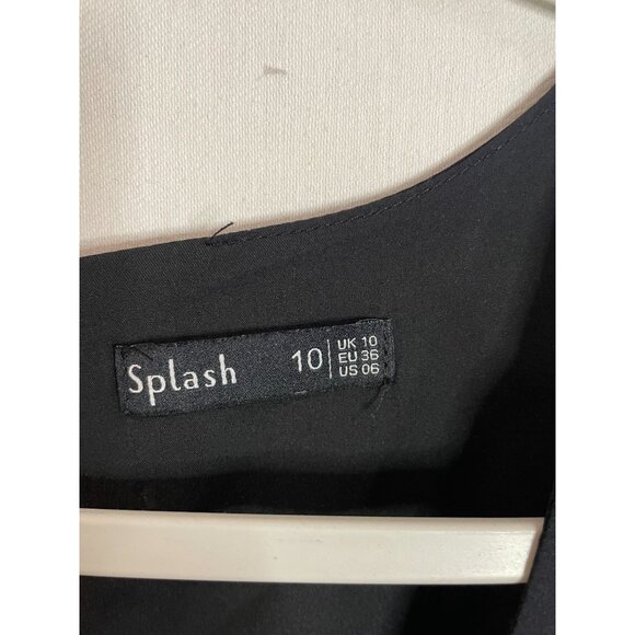 Women's Black Polka Dot Jumpsuit By Splash Size 10 With Deep V-Neck & Wide Legs - Picture 12 of 16